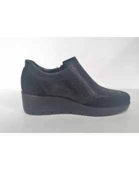 mocassino nero Fly Flot, con cerniera, plantare in memory