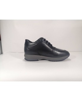 scarpa uomo pelle blu allacciata