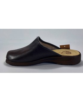 pantofola uomo in pelle marrone