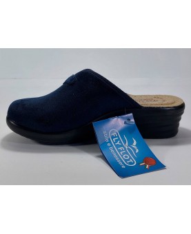 Pantofole fly flot in morbido tessuto blu notte e plantare pelle anatomico