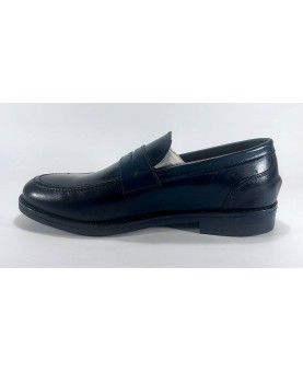 mocassino uomo blu pelle con fondo gomma light antiscivolo
