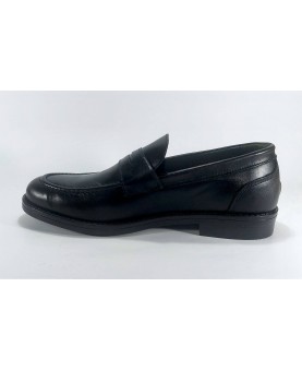 mocassino uomo pelle nera con fondo gomma antiscivolo light