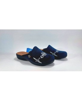 ciabatte donna fly flot blu plantare in morbida pelle anatomico