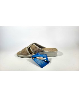 Ciabatte donna Fly Flot in cotone elasticizzato beige