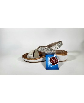 sandali donna beige fly flot allacciato in pelle