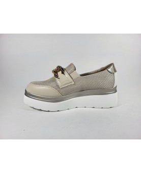 mocassino zeppa beige cinzia soft