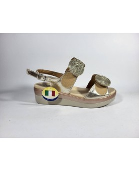 sandalo con zeppa oro regolabile cinzia soft