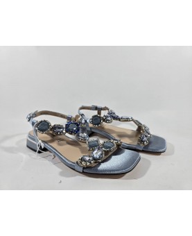 Queen helena sandali eleganti blue tacco basso