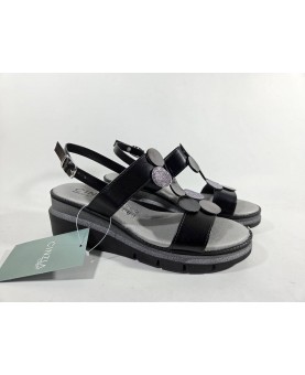 Cinzia soft sandali neri con zeppa