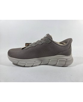 Skechers uomo tessuto beige slip ins