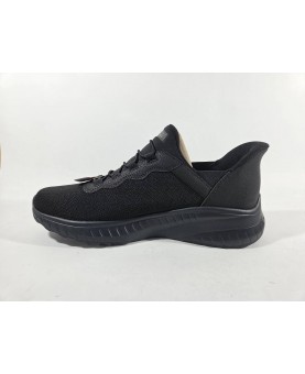 Skechers uomo tessuto nero slip ins
