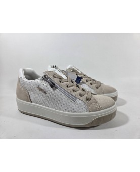 Igi & co sneakers donna allacciate più cerniera bianche