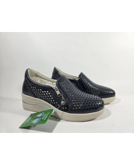 Mocassini donna cinzia soft blu traforati