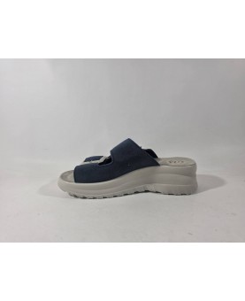 Fly flot donna sandali blu regolabili con zeppa