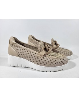 Melluso mocassini donna beige nature traforato