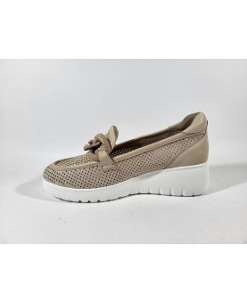 Melluso mocassini donna beige nature traforato
