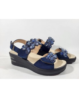 Melluso sandalo con pietre blu regolabile
