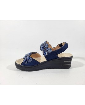 Melluso sandalo con pietre blu regolabile