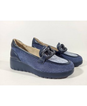 Melluso mocassini donna blu denim traforato