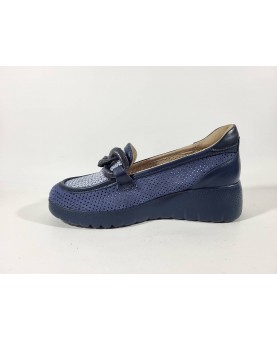 Melluso mocassini donna blu denim traforato
