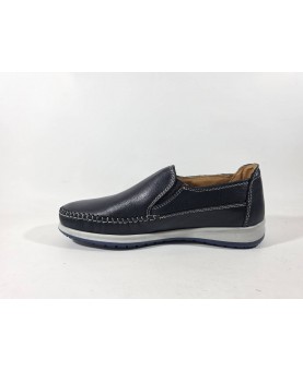 Mocassini uomo in pelle blu con elastici