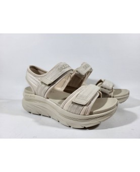 Skechers sandali beige fondo alto regolabili