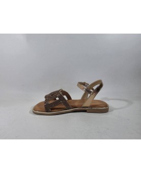 Valleverde sandali bassi bronzo con strass