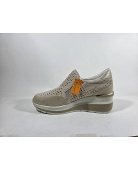 Valleverde sneakers donna avorio camoscio traforato