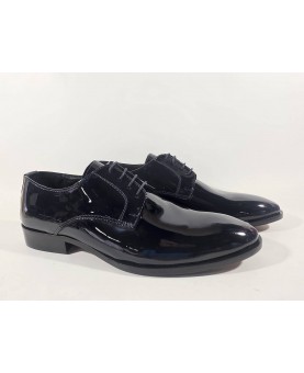 scarpe uomo elegante stringate vernice blu