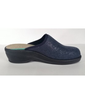 Ciabatta Fly Flot da donna blu con zeppa di 4 cm